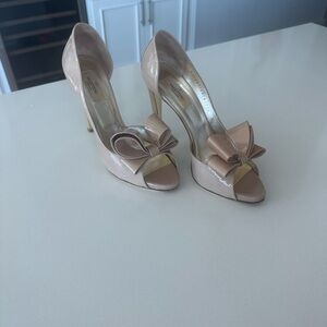 Valentino Beige Peep-Toe Heels with Bow